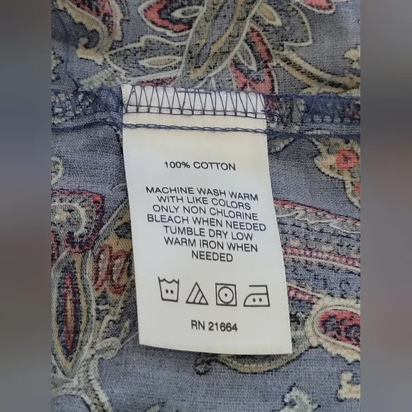 Large / 12 FOXCROFT APPLESEEDS 100% Cotton Paisley Button Down Wrinkle Free - Picture 3 of 4